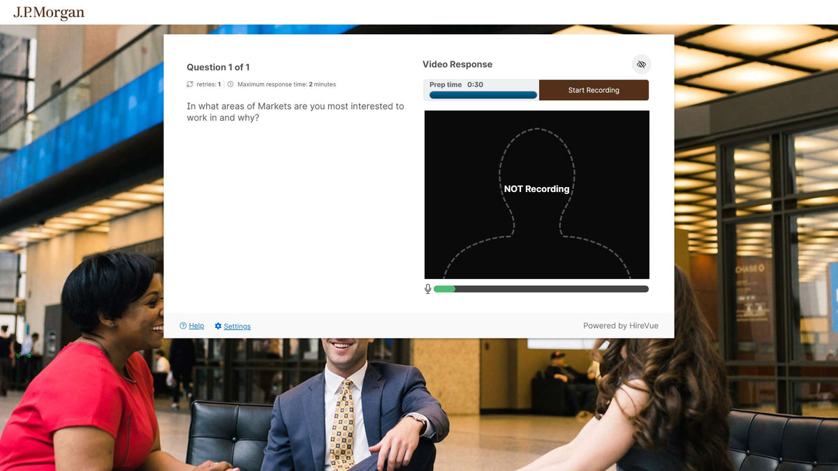 J.P. Morgan 2027 Commercial and Investment Bank Markets Summer Analyst Program Hong Kong HireVue Video Interview What Areas of Markets Are You Most Interested In